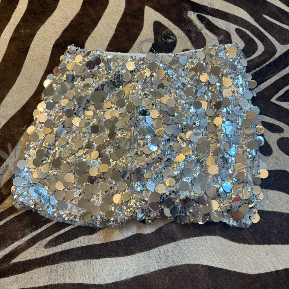Shimmering Silver Sequin Skirt